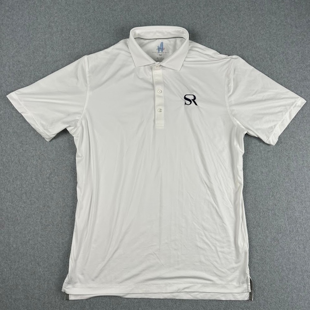 johnnie-O Featherweight Mens White Performance Golf Polo Shirt Size M UPF 50 SR
